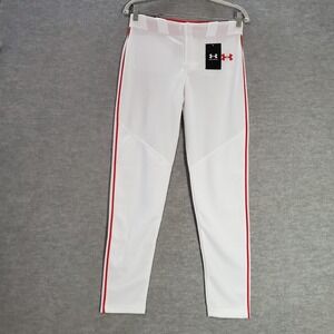 Under Armour Boys Activewear Pants Large White Baseball Tapered‎ 28" Inseam NWT
